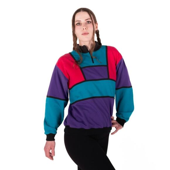 Vintage 90s Colorblock Sweatshirt - Picture 2 of 7